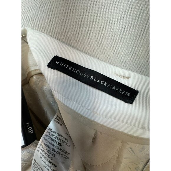 White House Black Market Womens Slim Ankle Pants Size 0P White Geo Metallic NWT - Picture 3 of 14